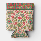 ヴィンテージ赤と緑のアラビア花の模様 缶クーラー (正面)