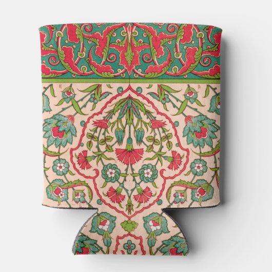 ヴィンテージ赤と緑のアラビア花の模様 缶クーラー (裏面)