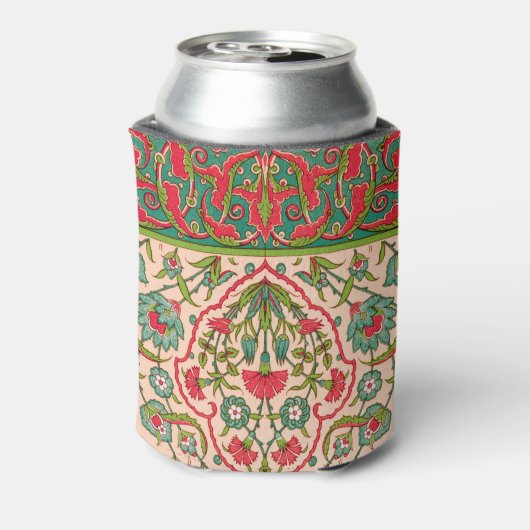 ヴィンテージ赤と緑のアラビア花の模様 缶クーラー (缶裏面)
