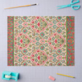 ヴィンテージ赤と緑のアラビア花の模様 薄葉紙 (クラフト)