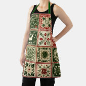 ヴィンテージ赤と緑のキルトスクウェアのクリスマス エプロン (インサイチュ)