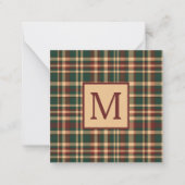 ヴィンテージ赤と緑のクリスマスプレッドモノグラム ノートカード (正面)