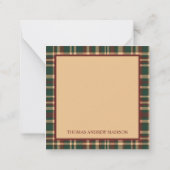 ヴィンテージ赤と緑のクリスマスプレッドモノグラム ノートカード (裏面)