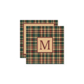 ヴィンテージ赤と緑のクリスマスプレッドモノグラム ノートカード (正面/裏面インサイチュ)