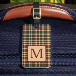 ヴィンテージ赤と緑のクリスマスプレッドモノグラム ラゲッジタグ