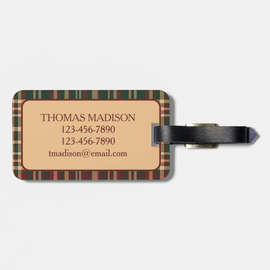 ヴィンテージ赤と緑のクリスマスプレッドモノグラム ラゲッジタグ (裏面横)