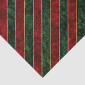 ヴィンテージ赤と緑のストライプクリスマスベルベット 薄葉紙 (詳細)