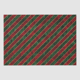 ヴィンテージ赤と緑のストライプクリスマスベルベット 薄葉紙