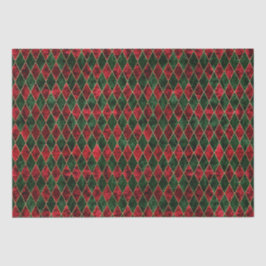 ヴィンテージ赤と緑のダイヤモンドクリスマスベルベット 薄葉紙