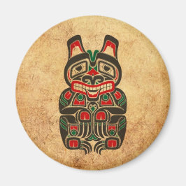 ヴィンテージ赤と緑のハイダスピリットベア マグネット