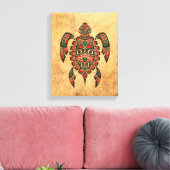 ヴィンテージ赤と緑のハイダスピリット海カメ キャンバスプリント (インサイチュ (リビング))