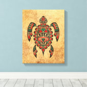 ヴィンテージ赤と緑のハイダスピリット海カメ キャンバスプリント (インサイチュ (ウッドフロア))