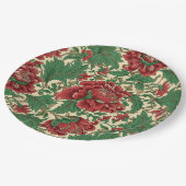 ヴィンテージ赤と緑のビクトリアンフローラ結婚 ペーパープレート (アングル)
