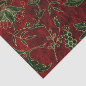 ヴィンテージ赤と緑のフローラクリスマスベルベット 薄葉紙 (詳細)