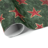 ヴィンテージ赤と緑の星クリスマスベルベット ラッピングペーパー (ロールコーナー)