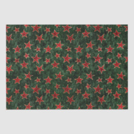ヴィンテージ赤と緑の星クリスマスベルベット 薄葉紙