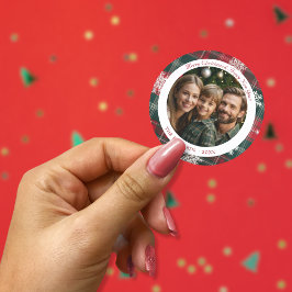 ヴィンテージ赤と緑の雪片クリスマス ラウンドシール