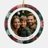 ヴィンテージ赤と緑の雪片2枚 セラミックオーナメント (裏面)