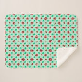 ヴィンテージ赤と緑 シェルパブランケット (正面(横))