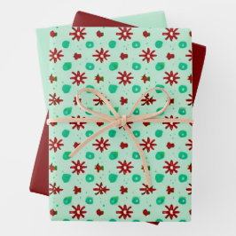 ヴィンテージ赤と緑 ラッピングペーパーシート