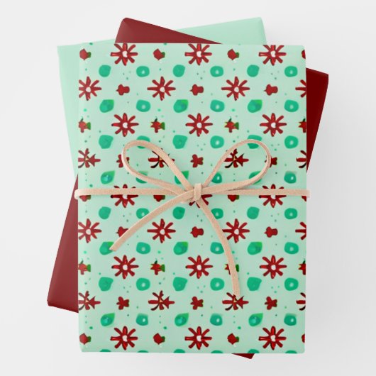 ヴィンテージ赤と緑 ラッピングペーパーシート (インサイチュ)