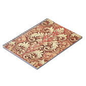 ヴィンテージ赤と金ゴールドのダマスクパターン ノートブック (左側)