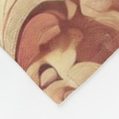 ヴィンテージ赤と金ゴールドのダマスクパターン フリースブランケット (角)