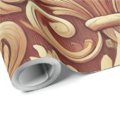 ヴィンテージ赤と金ゴールドのダマスクパターン ラッピングペーパー (ロールコーナー)