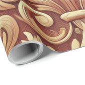 ヴィンテージ赤と金ゴールドのダマスクパターン ラッピングペーパー (ロールコーナー)