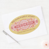 ヴィンテージ赤と金ゴールドロゼット蜂蜜シール 楕円形シール (封筒)