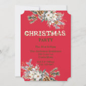 ヴィンテージ赤と金ゴールド緑のクリスマスパーティー 招待状 (正面)