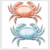 ヴィンテージ赤と青のカニ航海の海 シール (シート)