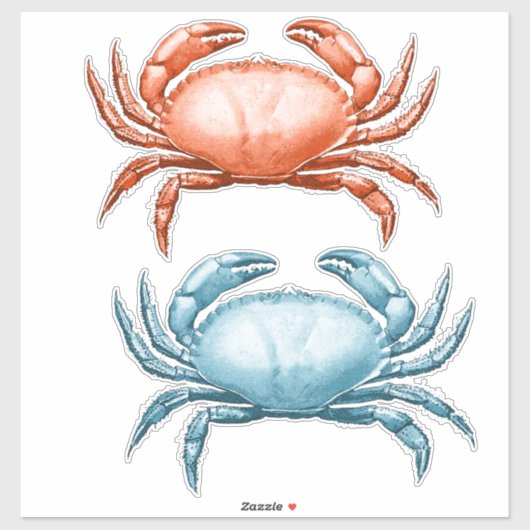 ヴィンテージ赤と青のカニ航海の海 シール (シート)