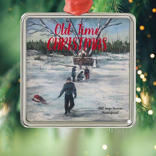 ヴィンテージ赤と青の古い時間クリスマスオーナメント メタルオーナメント