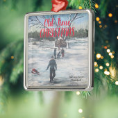 ヴィンテージ赤と青の古い時間クリスマスオーナメント メタルオーナメント