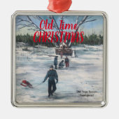 ヴィンテージ赤と青の古い時間クリスマスオーナメント メタルオーナメント (正面)