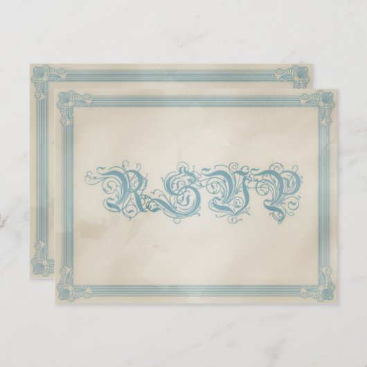 ヴィンテージ赤と青のRSVPポストカード インビテーションポストカード (正面/裏面)