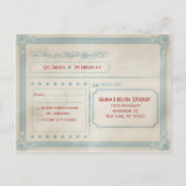 ヴィンテージ赤と青のRSVPポストカード インビテーションポストカード (裏面)