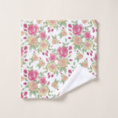 ヴィンテージ赤と黄のバラの水彩模様 | バスタオルセット (ウォッシュタオル)