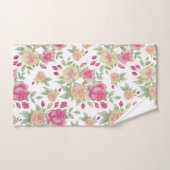 ヴィンテージ赤と黄のバラの水彩模様 | バスタオルセット (ハンドタオル)