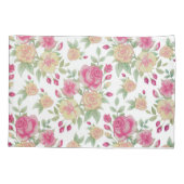 ヴィンテージ赤と黄のバラの水彩模様 | 枕カバー (裏面-左)