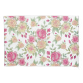 ヴィンテージ赤と黄のバラの水彩模様 | 枕カバー (正面左)