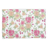 ヴィンテージ赤と黄のバラの水彩模様 | 枕カバー (正面右)