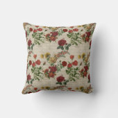 ヴィンテージ赤と黄のフローラ クッション (裏面)