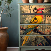 ヴィンテージ赤と黄色のオウムビクトリアン家具 薄葉紙