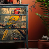 ヴィンテージ赤と黄色のオウムビクトリアン家具 薄葉紙