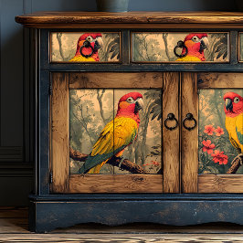 ヴィンテージ赤と黄色のオウムビクトリアン家具 薄葉紙