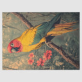 ヴィンテージ赤と黄色のジャングルオウム 薄葉紙 (正面)