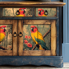 ヴィンテージ赤と黄色のジャングルオウム 薄葉紙