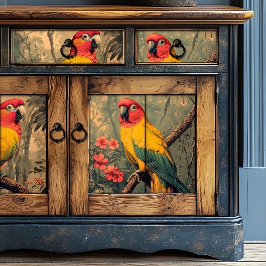 ヴィンテージ赤と黄色のジャングルオウム 薄葉紙